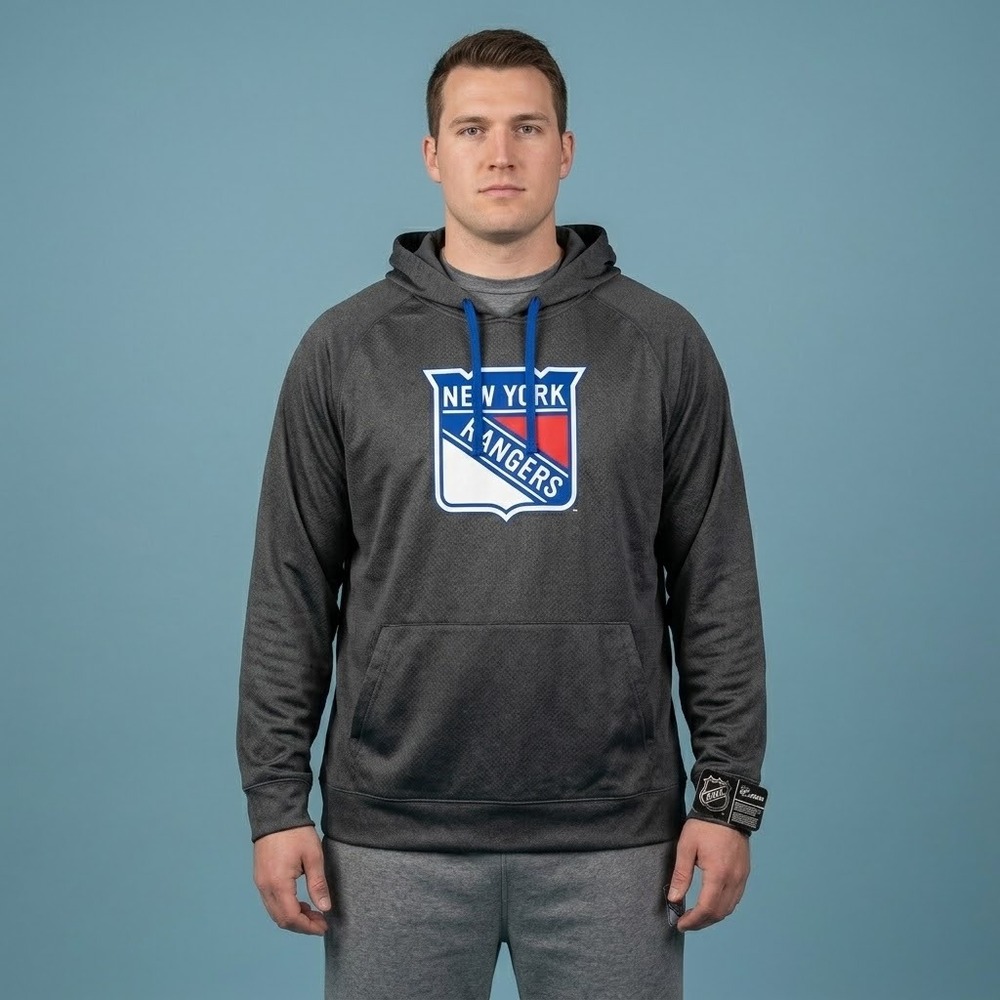NHL‎ New York Rangers Hockey Hoodie Mens 2XL Charcoal Grey Mesh NWT